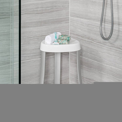 18"  White Aluminum And Heavy Duty Plastic Corner Shower Bench