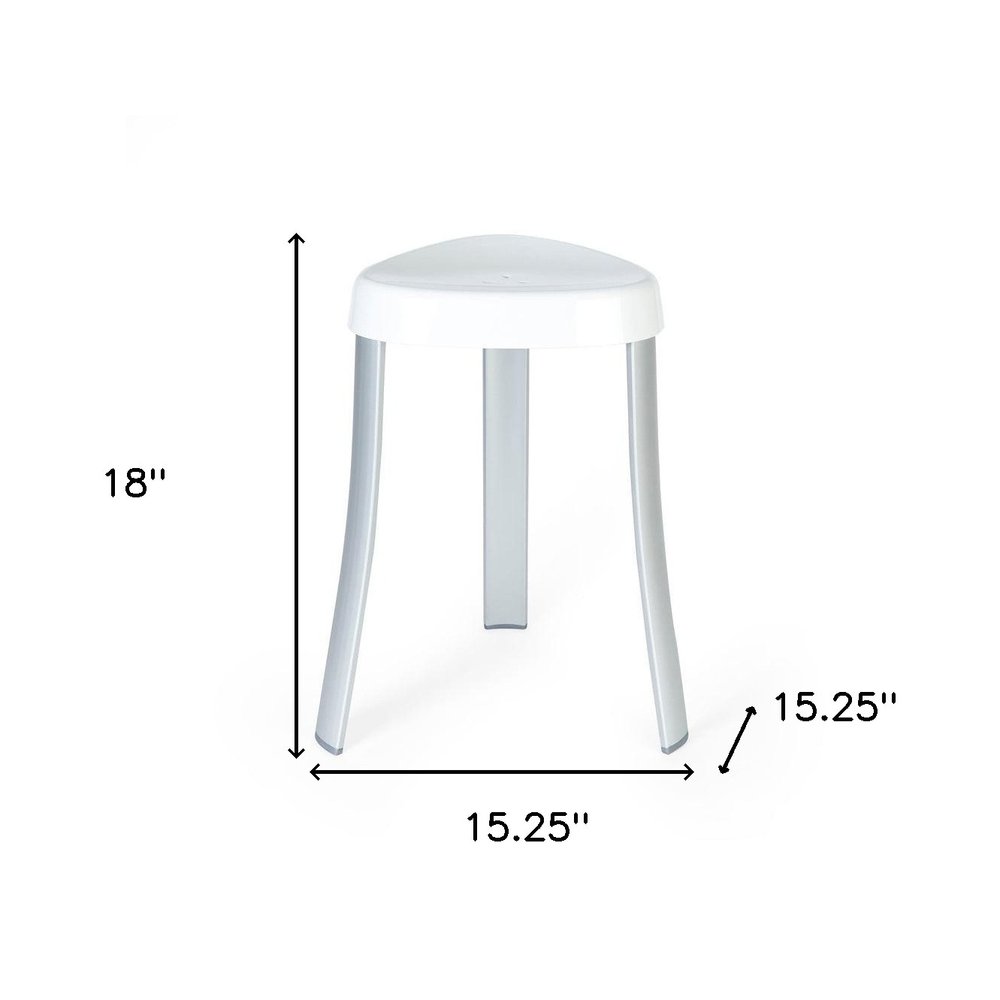 18"  White Aluminum And Heavy Duty Plastic Corner Shower Bench HomeRoots