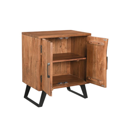 30" Brown Solid Wood Square Live Edge Nightstand