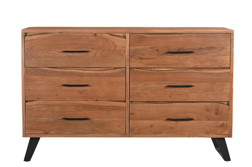 60" Natural Live Edge Solid Wood Six Drawer Double Dresser HomeRoots