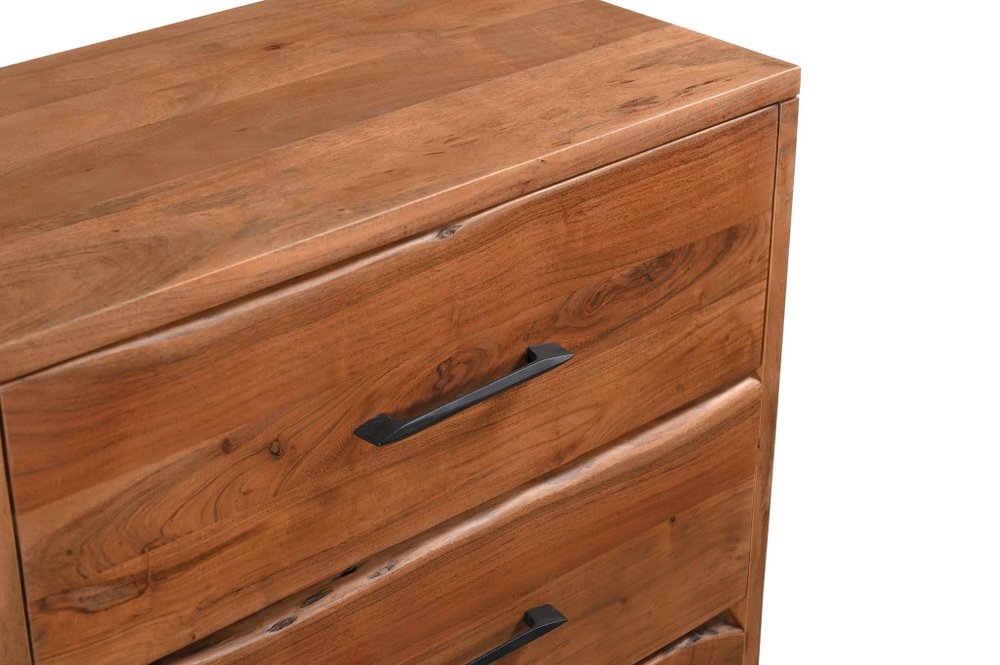 60" Natural Live Edge Solid Wood Six Drawer Double Dresser HomeRoots