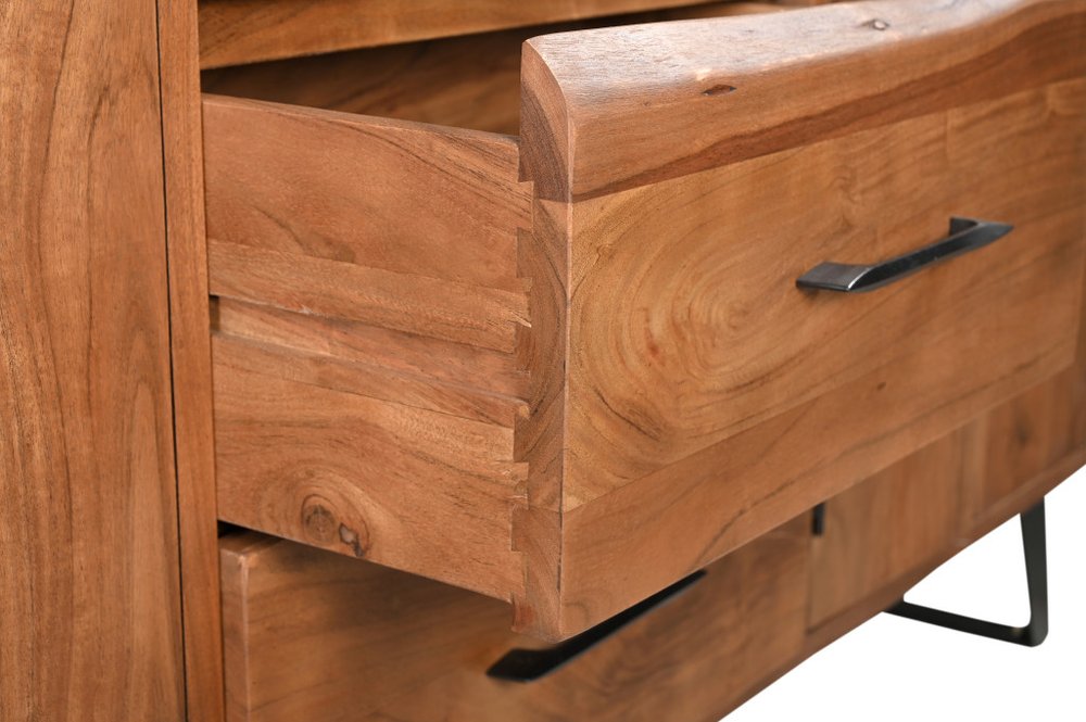 60" Natural Live Edge Solid Wood Six Drawer Double Dresser HomeRoots