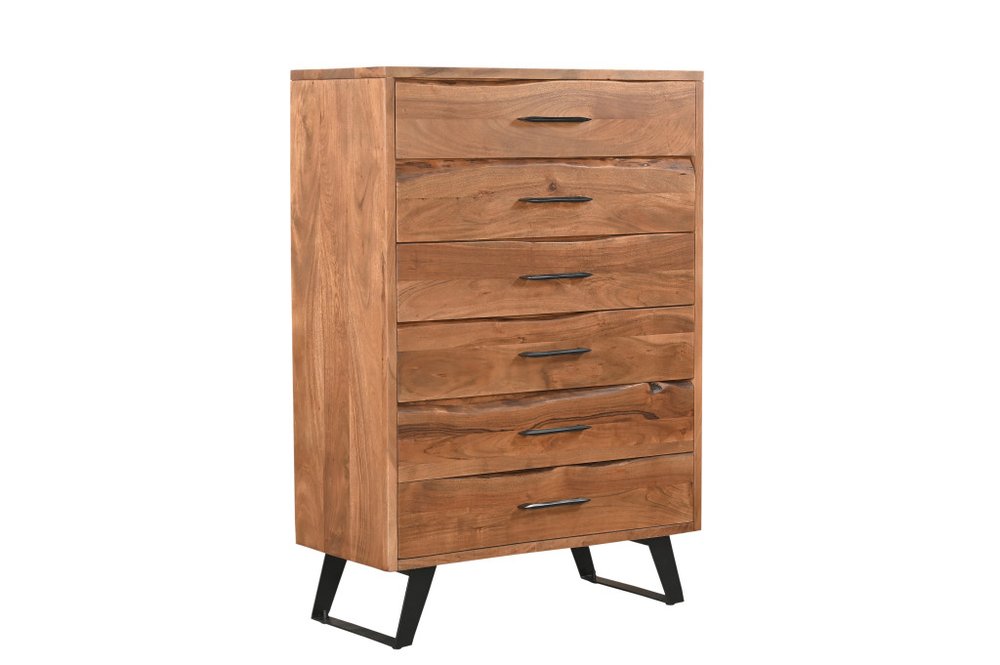 36" Natural Live Edge Solid Wood Six Drawer Dresser HomeRoots