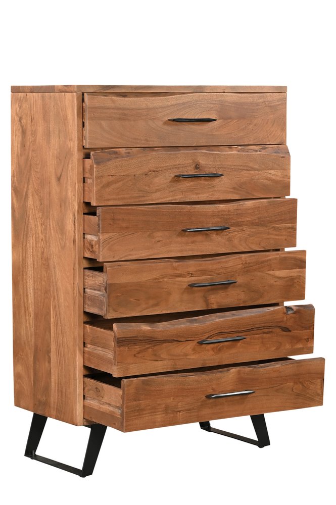 36" Natural Live Edge Solid Wood Six Drawer Dresser HomeRoots