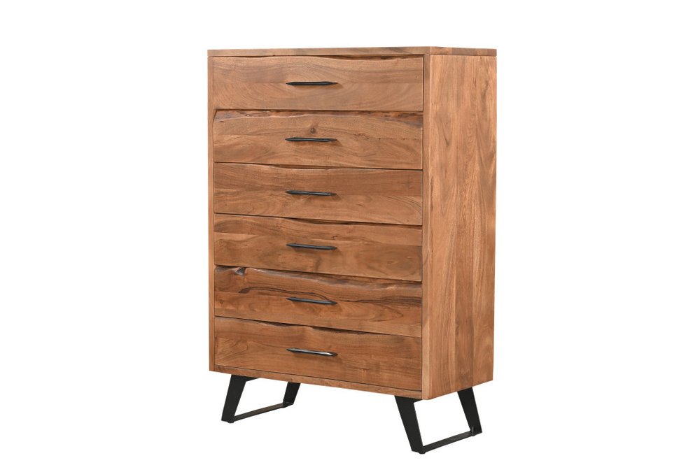 36" Natural Live Edge Solid Wood Six Drawer Dresser HomeRoots