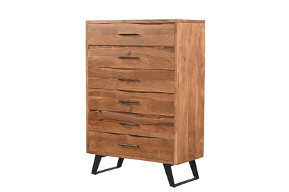 36" Natural Live Edge Solid Wood Six Drawer Dresser HomeRoots