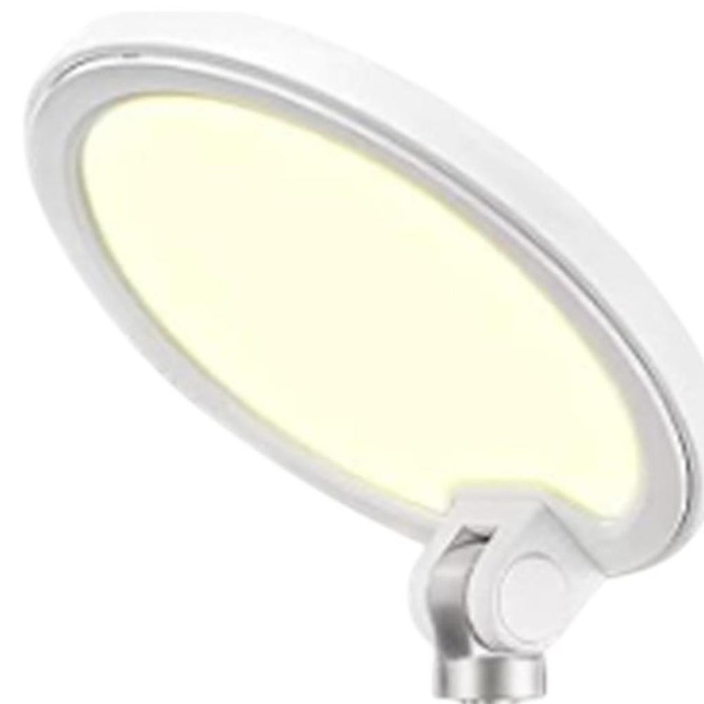22" White Metal And Plastic Adjustable Portable Desk Lamp LED With Phone Clamp HomeRoots