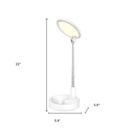 22" White Metal And Plastic Adjustable Portable Desk Lamp LED With Phone Clamp HomeRoots