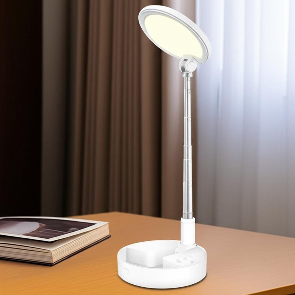 22" White Metal And Plastic Adjustable Portable Desk Lamp LED With Phone Clamp — view 6