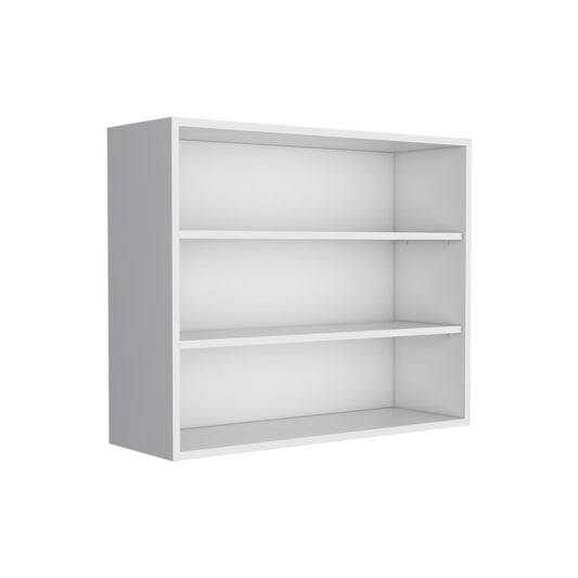 36" White Wood Three Tier Wall Mounted Floating Shelf