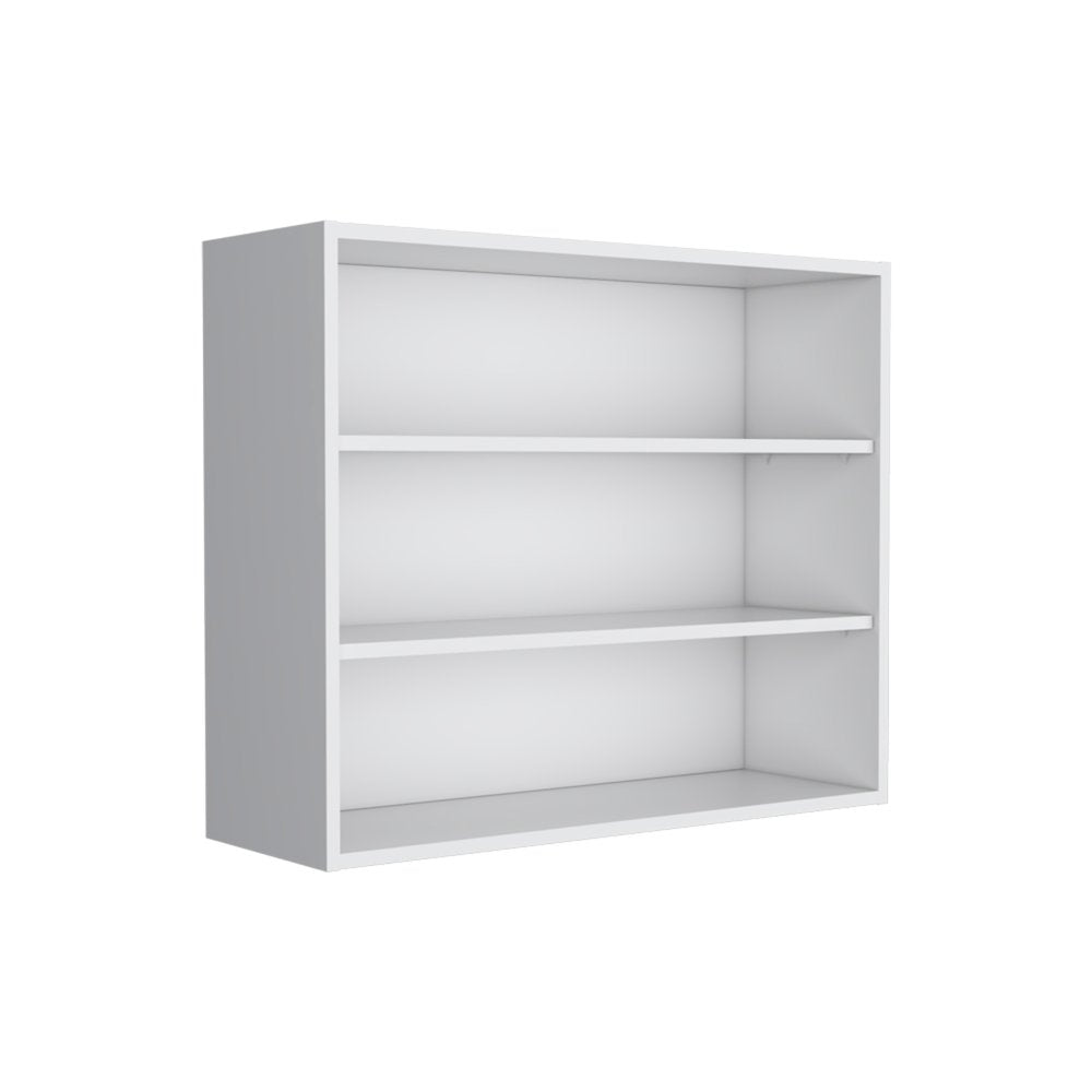 36" White Wood Three Tier Wall Mounted Floating Shelf HomeRoots