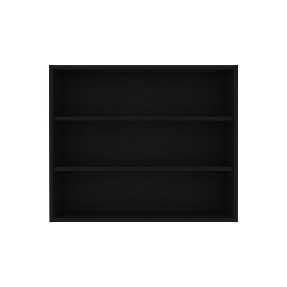 36" Black Wood Three Tier Wall Mounted Floating Shelf HomeRoots