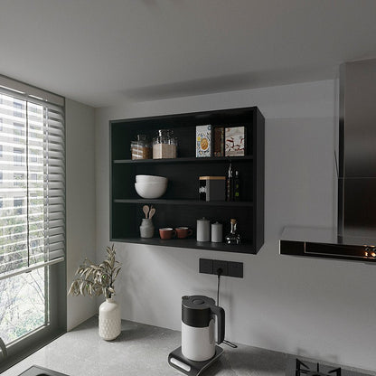 36" Black Wood Three Tier Wall Mounted Floating Shelf HomeRoots