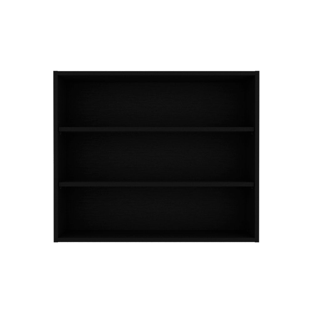 36" Black Wood Three Tier Wall Mounted Floating Shelf HomeRoots