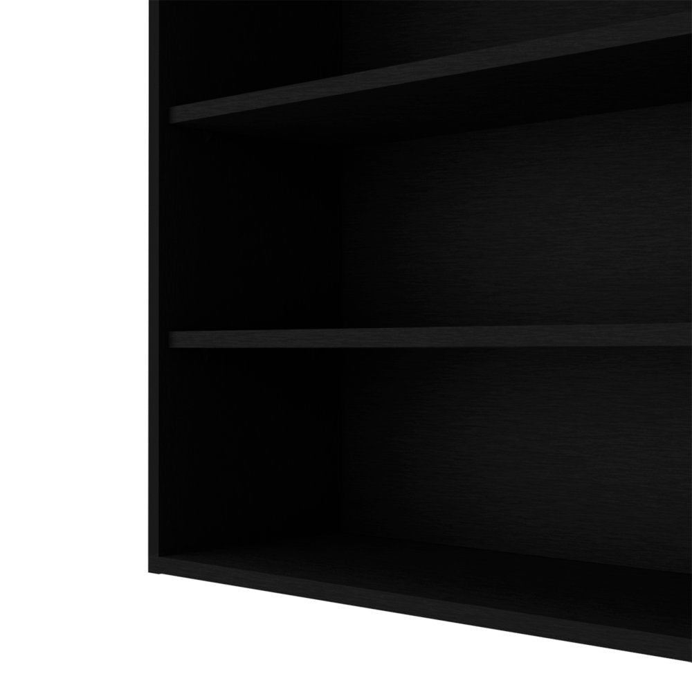 36" Black Wood Three Tier Wall Mounted Floating Shelf HomeRoots