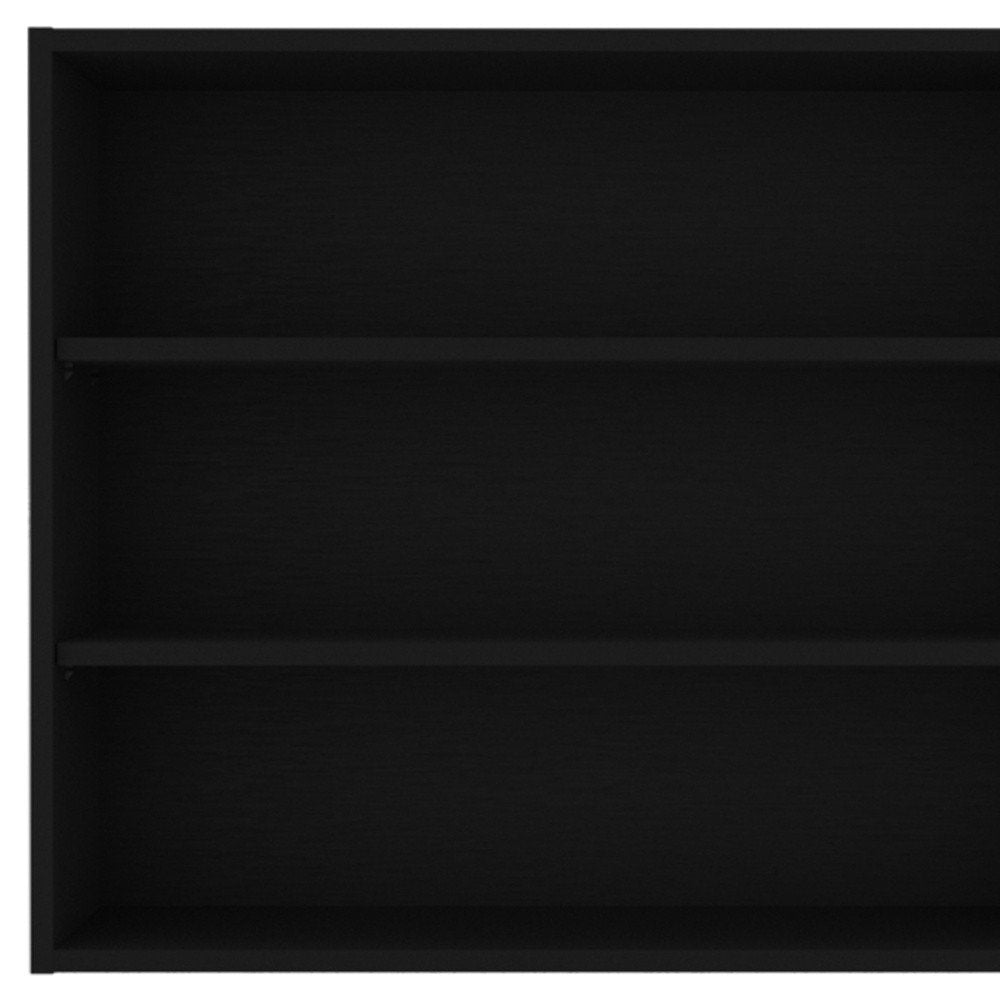 36" Black Wood Three Tier Wall Mounted Floating Shelf HomeRoots