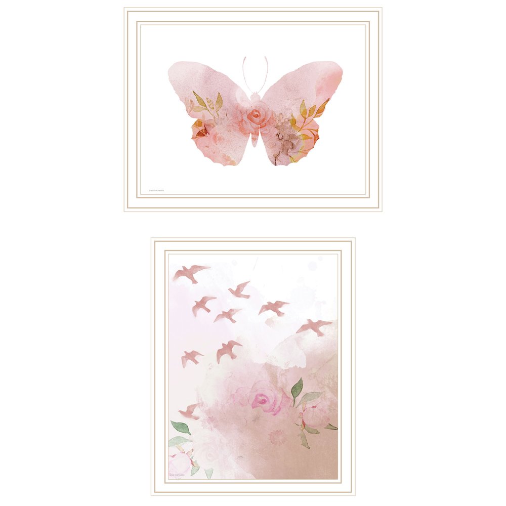 Set Of Two Meadow Floral Botanical  White Framed Wall Art — view 2
