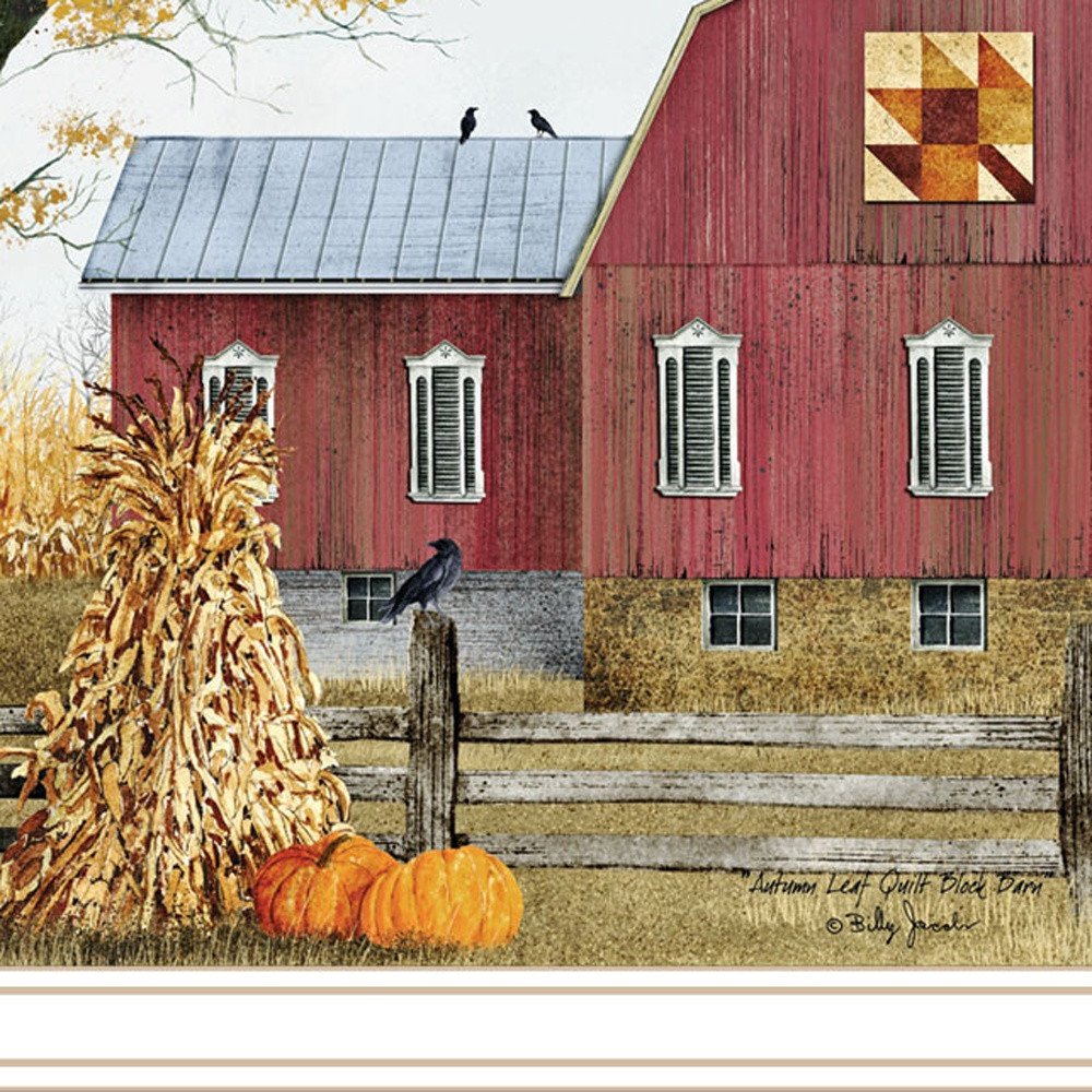 Set Of Two Autumn Red Barns White Framed Wall Art — view 2