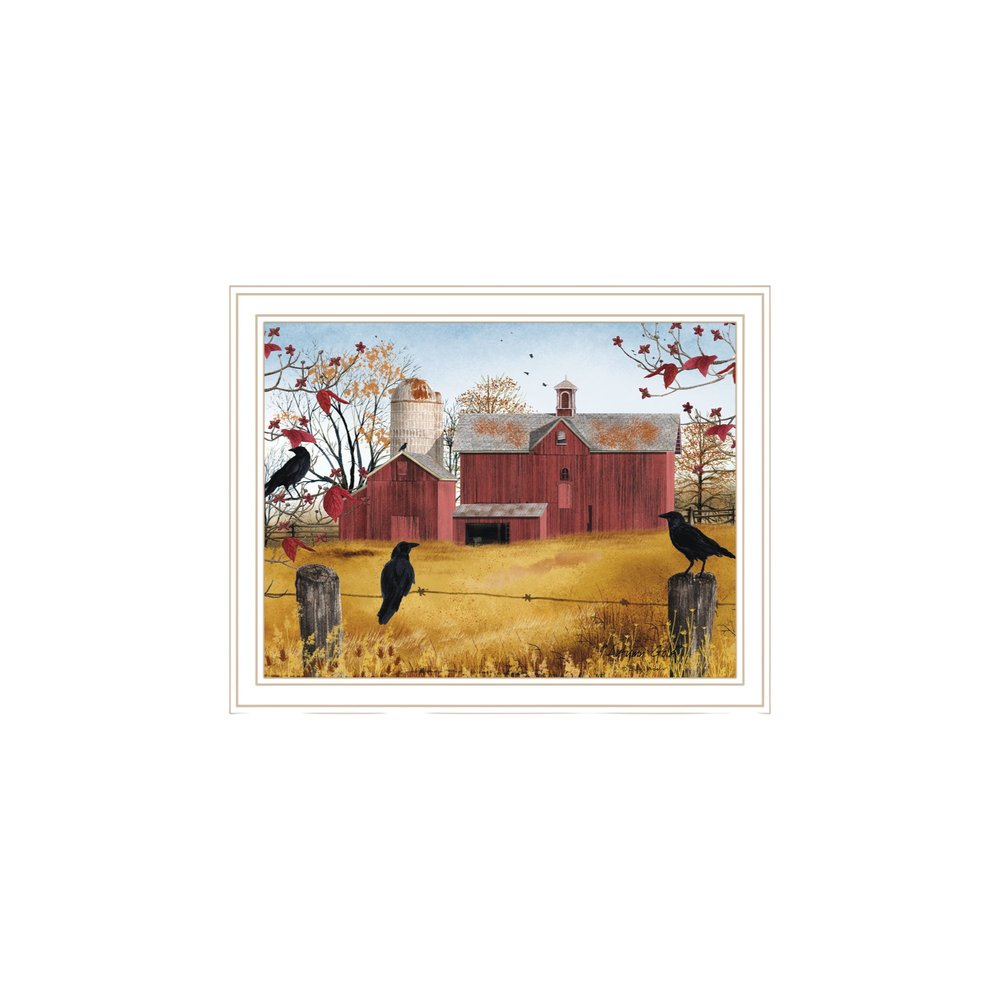 Set Of Two Autumn Red Barns White Framed Wall Art — view 4