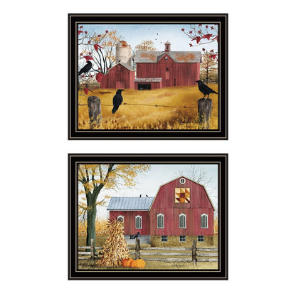 Set Of Two Autumn Red Barns Black Framed Wall Art HomeRoots