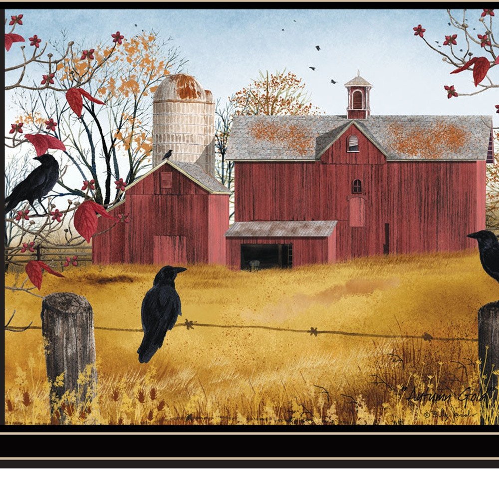 Set Of Two Autumn Red Barns Black Framed Wall Art — view 2