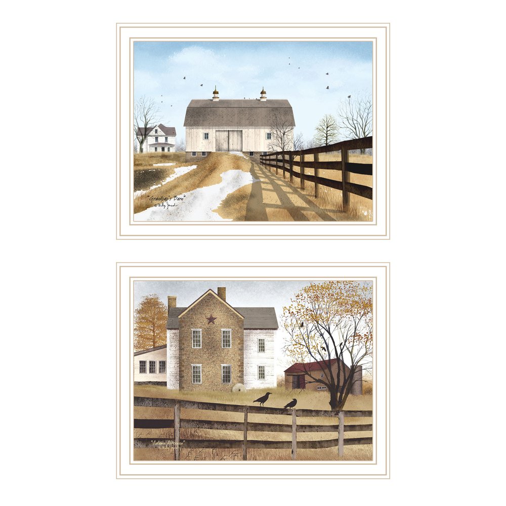 Set Of Two Grandpa's Barn White Framed Wall Art — view 1
