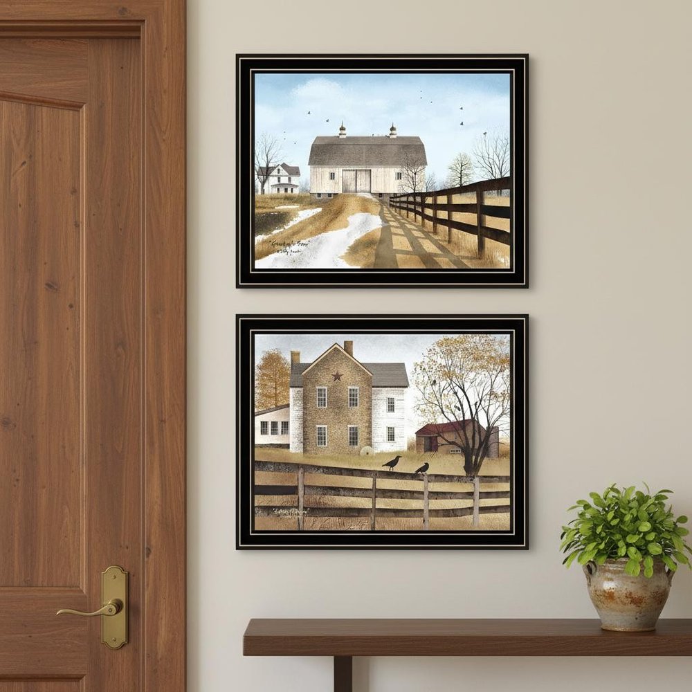 Set Of Two Grandpa's Barn Black Framed Wall Art HomeRoots