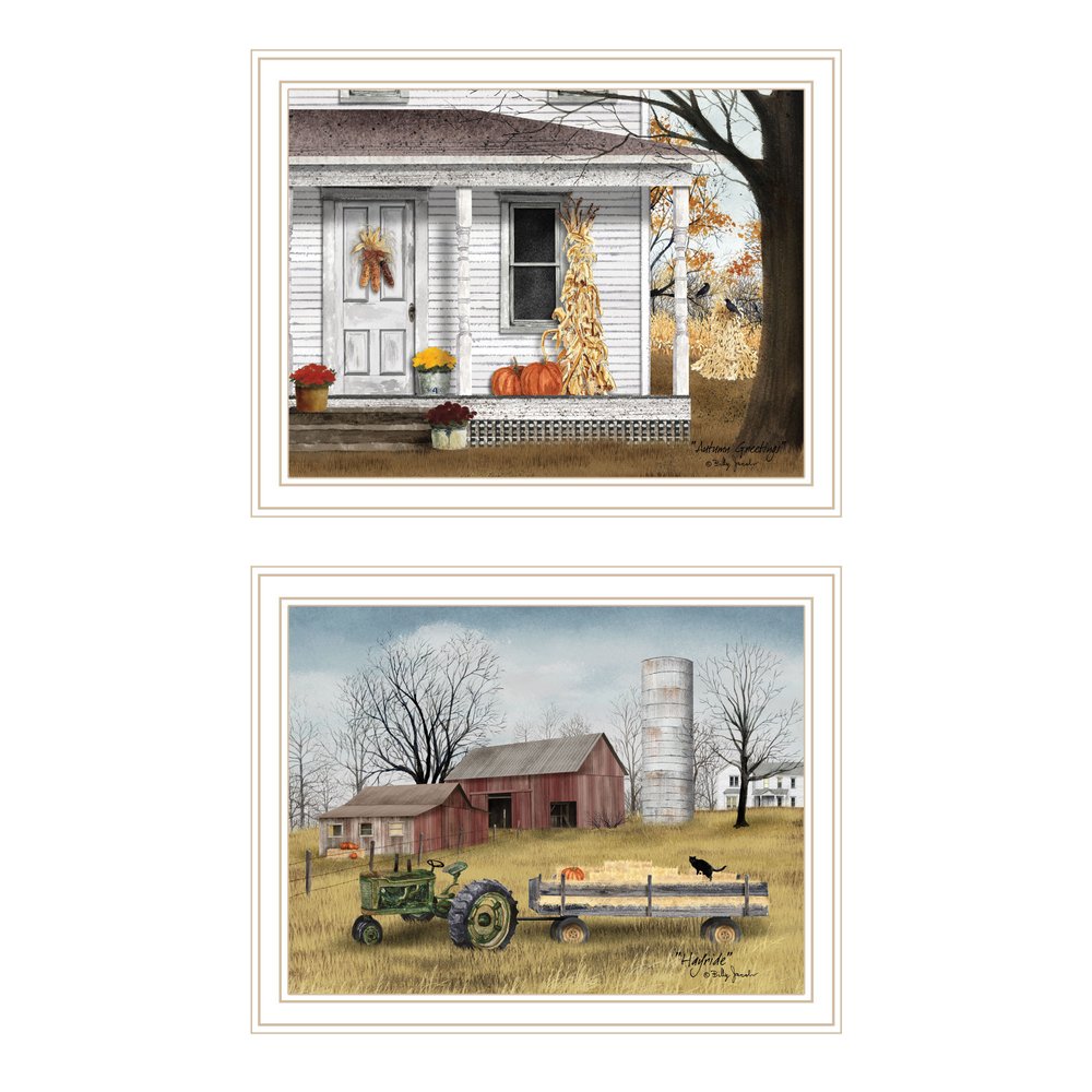 Set Of Two Autumn Greetings White Framed Wall Art — view 1