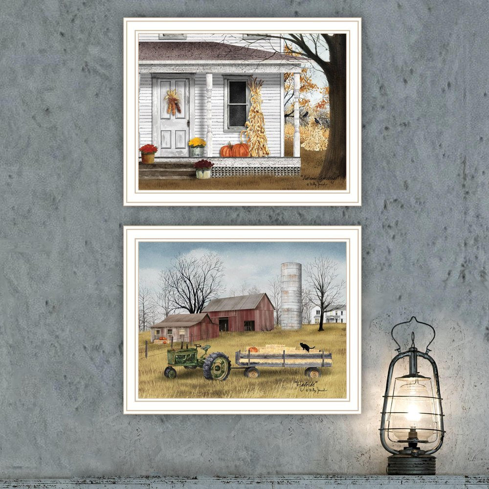 Set Of Two Autumn Greetings White Framed Wall Art HomeRoots
