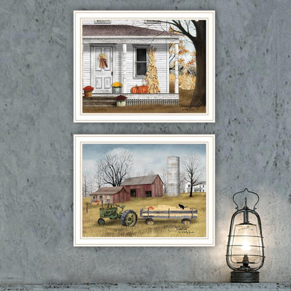 Set Of Two Autumn Greetings White Framed Wall Art HomeRoots