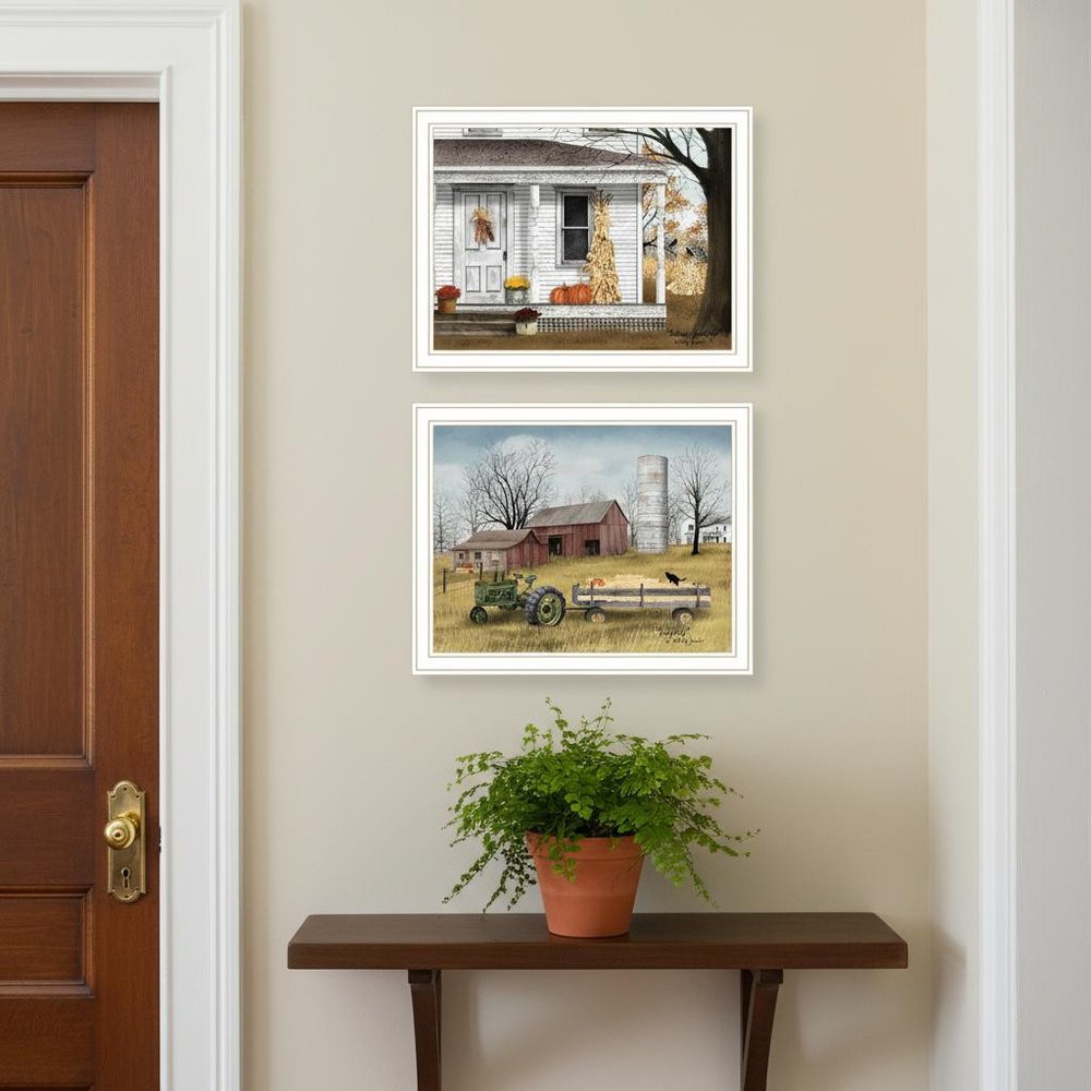 Set Of Two Autumn Greetings White Framed Wall Art HomeRoots