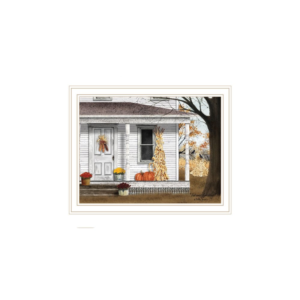 Set Of Two Autumn Greetings White Framed Wall Art HomeRoots
