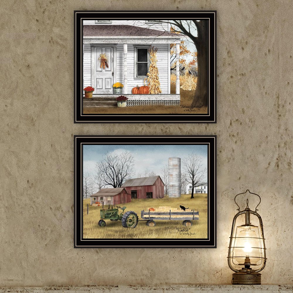 Set Of Two Autumn Greetings Black Framed Wall Art HomeRoots