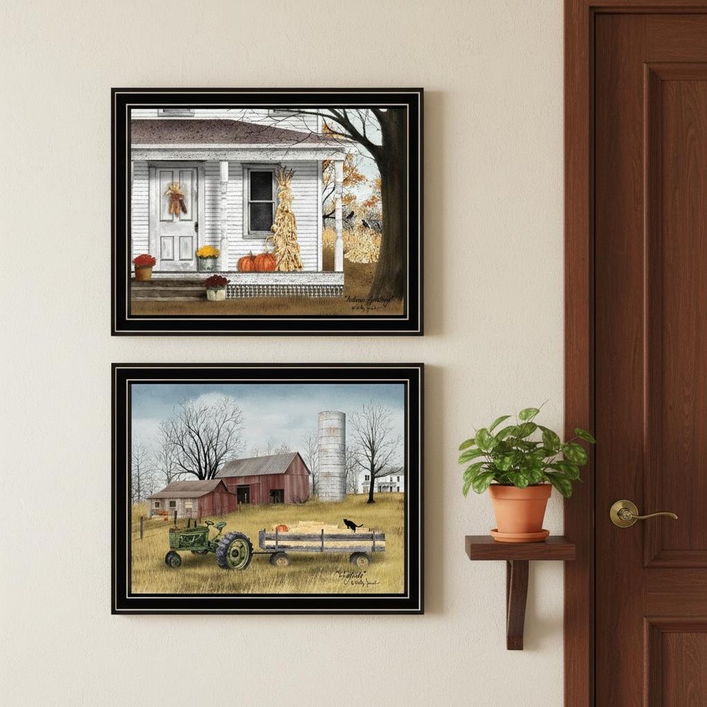 Set Of Two Autumn Greetings Black Framed Wall Art HomeRoots