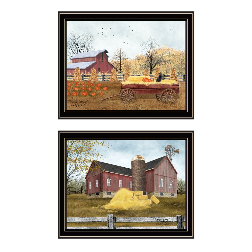 Set Of Two Autumn Blessings Farm Life Black Framed Wall Art HomeRoots