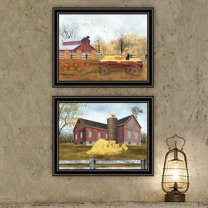Set Of Two Autumn Blessings Farm Life Black Framed Wall Art HomeRoots
