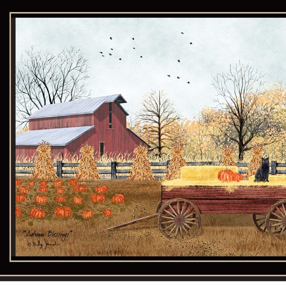 Set Of Two Autumn Blessings Farm Life Black Framed Wall Art HomeRoots