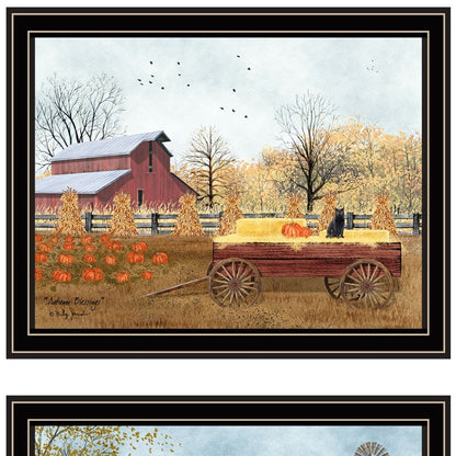Set Of Two Autumn Blessings Farm Life Black Framed Wall Art HomeRoots