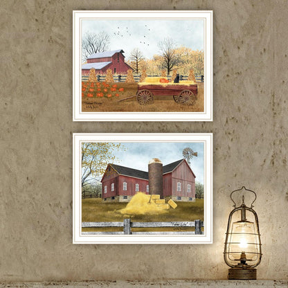 Set Of Two Autumn Blessings Farm Life White Framed Wall Art HomeRoots