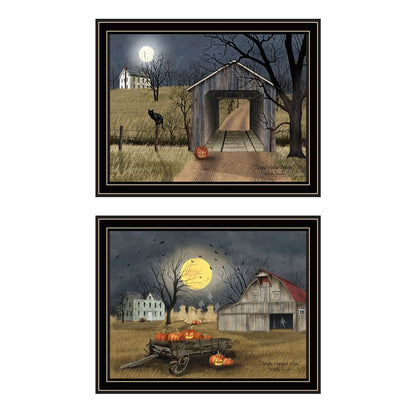 Set Of Two Halloween At Night In The Country Black Framed Wall Art HomeRoots