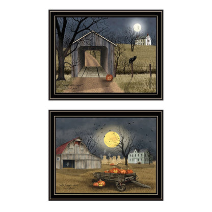 Set Of Two Halloween At Night In The Country Black Framed Wall Art HomeRoots