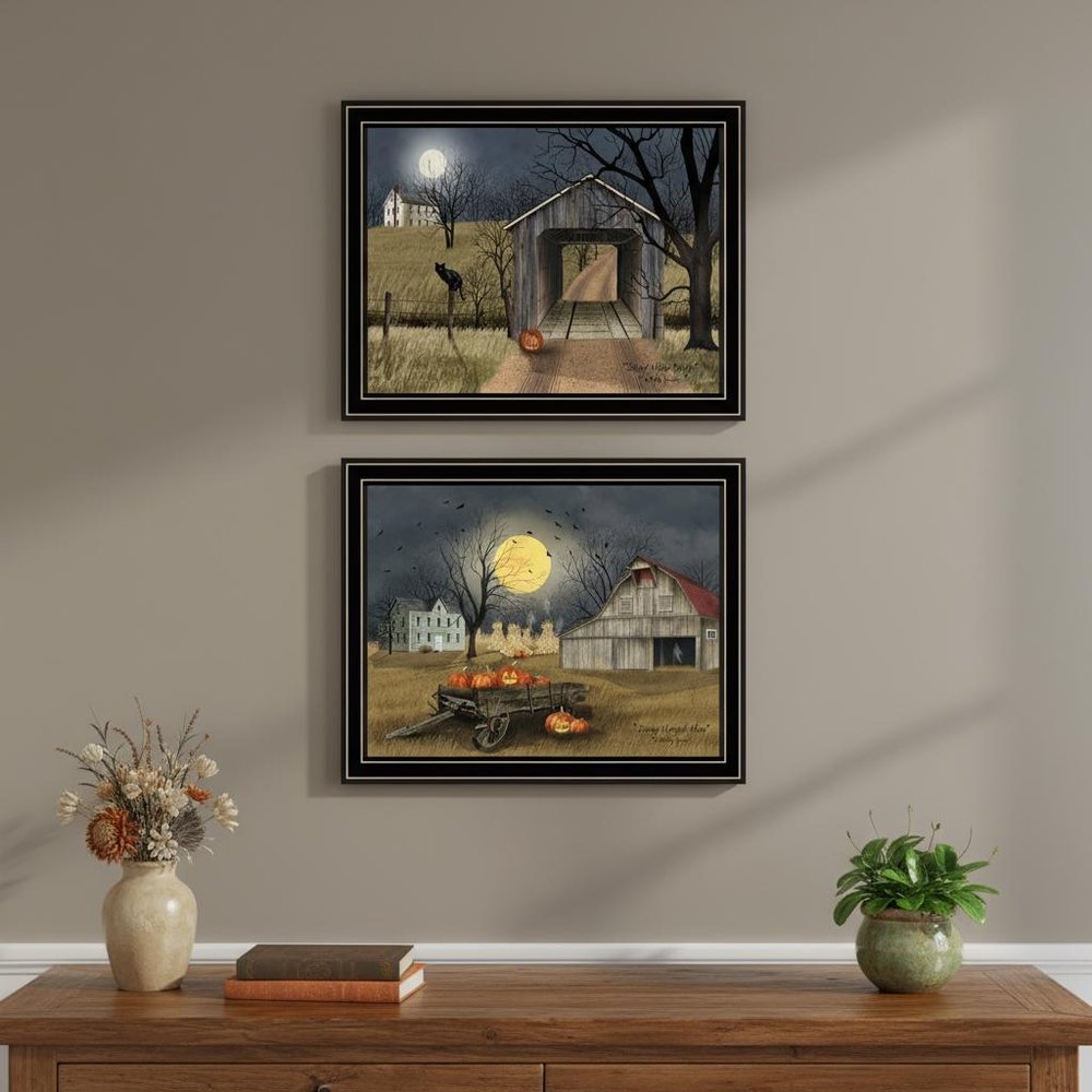 Set Of Two Halloween At Night In The Country Black Framed Wall Art — view 7