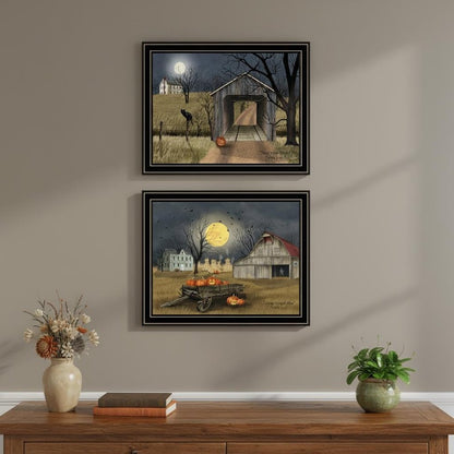 Set Of Two Halloween At Night In The Country Black Framed Wall Art HomeRoots