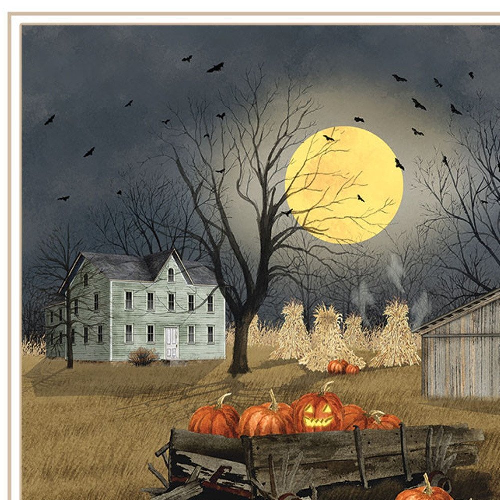 Set Of Two Halloween At Night In The Country White Framed Wall Art — view 3