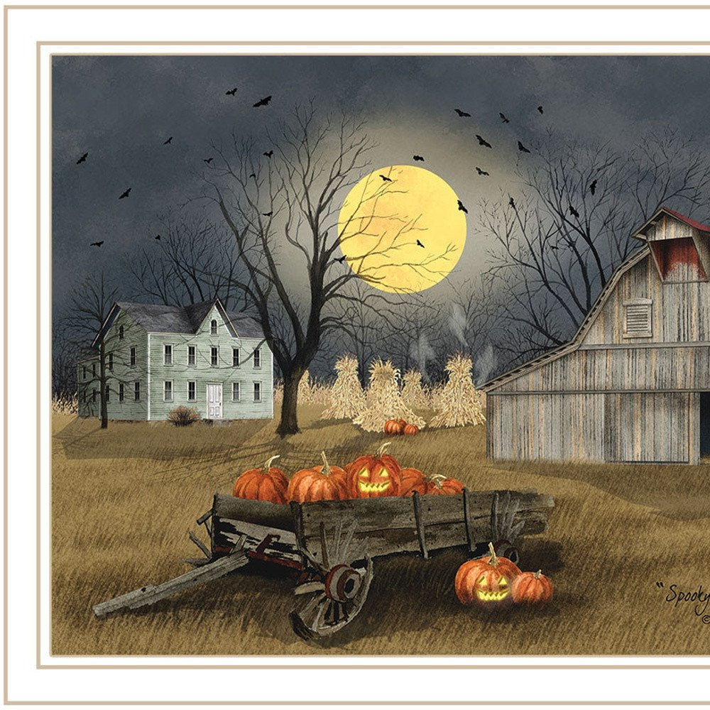 Set Of Two Halloween At Night In The Country White Framed Wall Art HomeRoots
