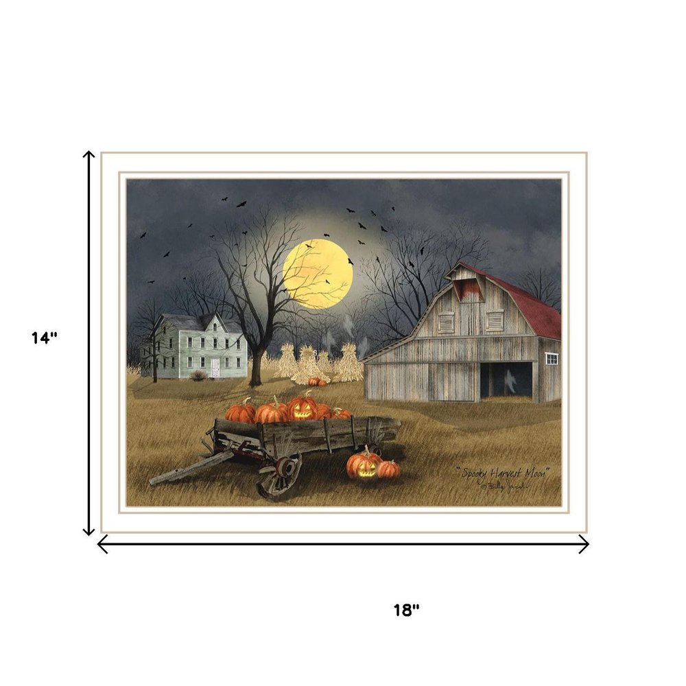 Set Of Two Halloween At Night In The Country White Framed Wall Art — view 6