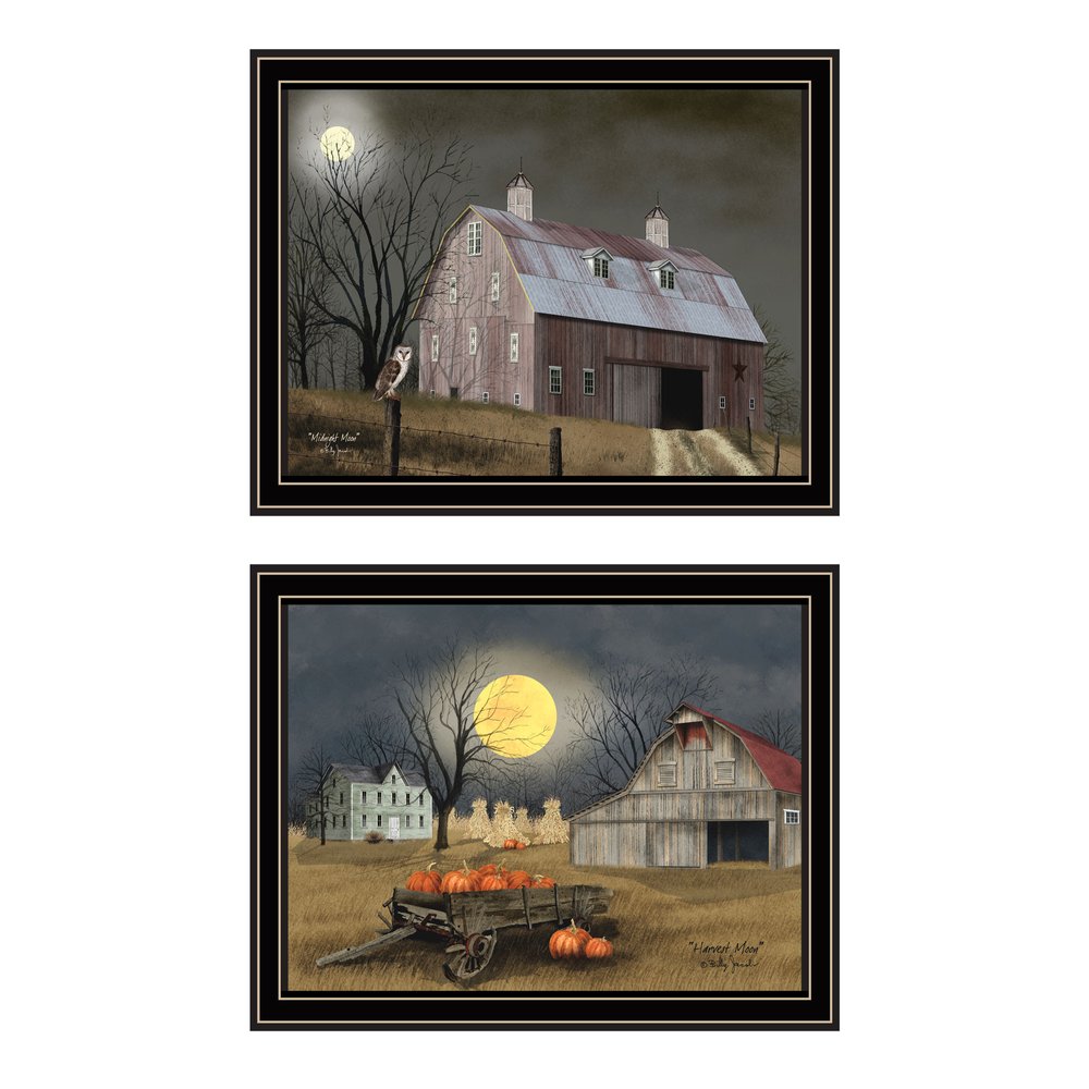 Set Of Two Autumn Moonlit Nights Black Framed Wall Art HomeRoots