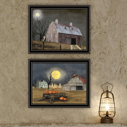 Set Of Two Autumn Moonlit Nights Black Framed Wall Art HomeRoots