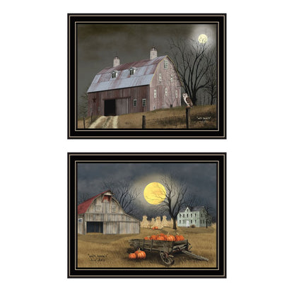 Set Of Two Autumn Moonlit Nights Black Framed Wall Art HomeRoots