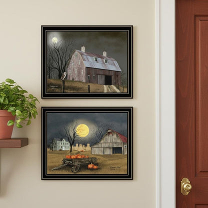 Set Of Two Autumn Moonlit Nights Black Framed Wall Art HomeRoots